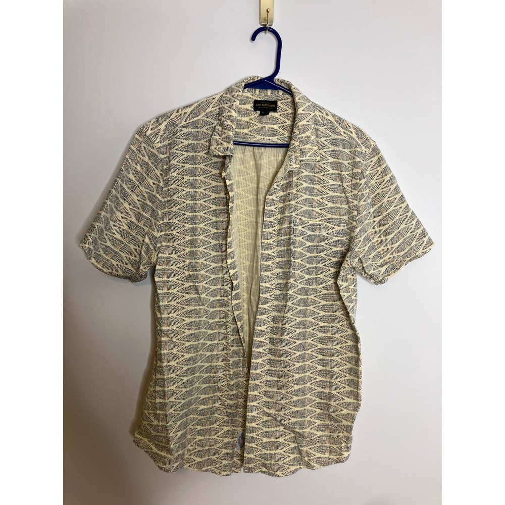 CPO Provisions Button Down Shirt Mens M Yellow Excellent Printed Short Sleeve